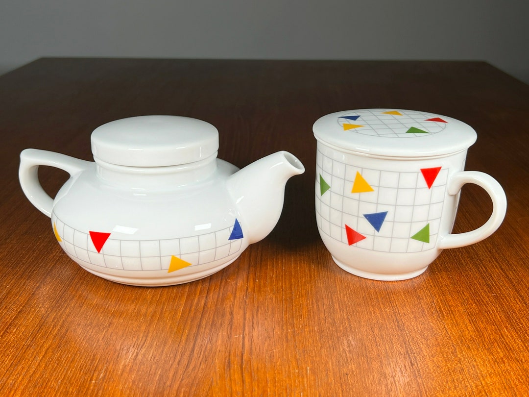 1980s Postmodern Pop Geometric Tea Set New Wave Geometric Etsy