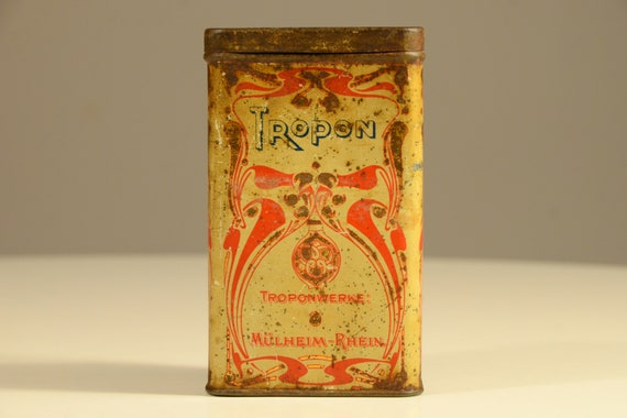1900s Art Nouveau Tropon Tin Box Exquisite Abstract Design Etsy