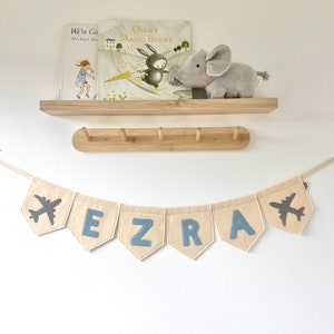 Aeroplane Theme Name Bunting- Personalised Customised Name Bunting - Nursery Bunting - Personalised Bunting - Custom Name Banner