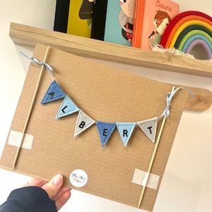 Bunting Cake Topper- Felt Mini Bunting- Personalised Birthday Cake Topper- Reusable Birthday Decor- Felt Cake Topper
