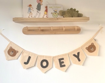 Bear Name Bunting- Felt Customised Name Bunting - Bear Nursery Decor- Nursery Bunting - Personalised Bunting - Name Garland Bunting - Teddy