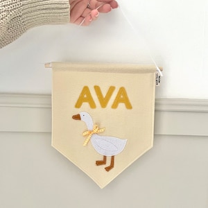 Goose Fabric Banner - Personalised - Nursery Wall Decor - Kids Room - Flag - Door Sign - Pennant Flag - Playroom - Cute Goose - Goose Decor