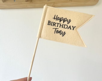 Personalised Happy Birthday Flag - Felt Flag - Happy Birthday Decoration - Birthday Gift - Personalised Birthday Decorations - Name Birthday