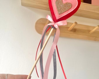 Valentines Heart Wand- Valentines Gift- Heart Wand-  Valentines Gift for Kids- Toy Wand- Fabric Wand