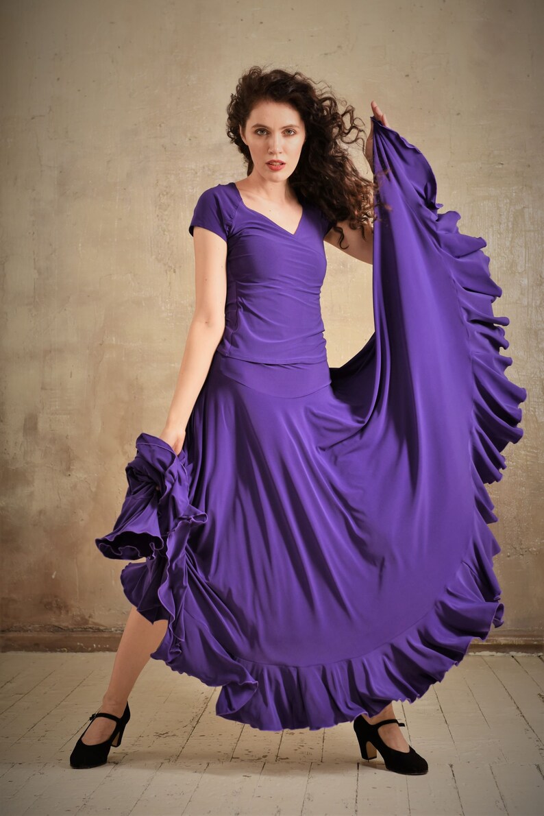 Flamenco skirt with a yoke volants gypsy skirt Etsy