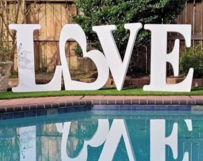 Big Love Heart Foam Letters 30in Tall, For table base or free standing, Price is for all Four Letters/ Free Shippping