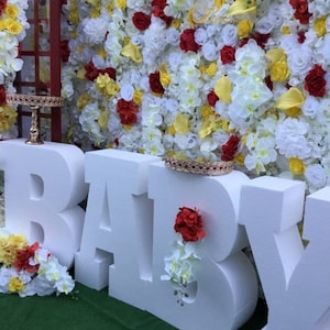 LARGE BABY Foam Letters  For Table Base Baby All 4 Letters Perfect for Birthday Party, Baby Shower and Revealing Gender Party