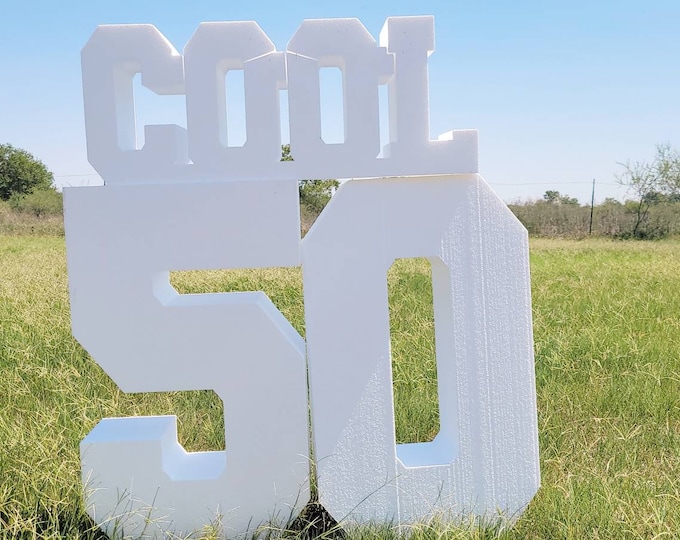 50 Numbers Table Base or free Standing. Big Foam Numbers 50. 8in thick