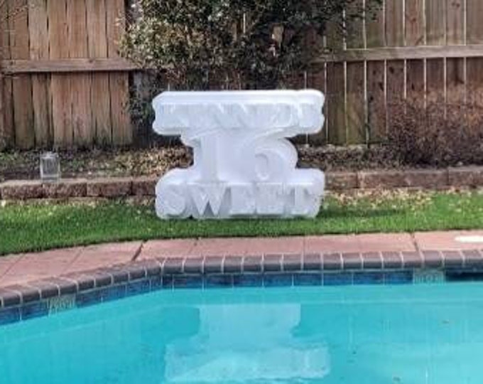 Custom personalized sign, can be used for table base or prop. 30in tall. Free Shipping