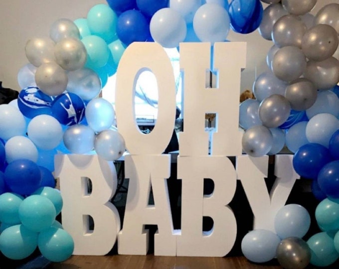 OH BABY foam letters,  all 6 letters included in the price, perfect for baby showers, gender revealing party,  3in thicknes