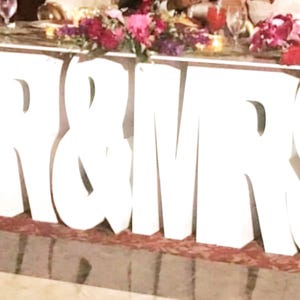 Mr & Mrs  foam letters, free shipping, all 6 letters included in the price, perfect for weddings,his and her table, photo shoot and more