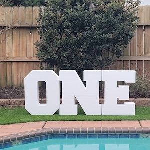 Giant Foam Letters for ONE, All 3 Letters Included for One.  8in Thick Custom Table Base For Birthday Party, Party Prop and more