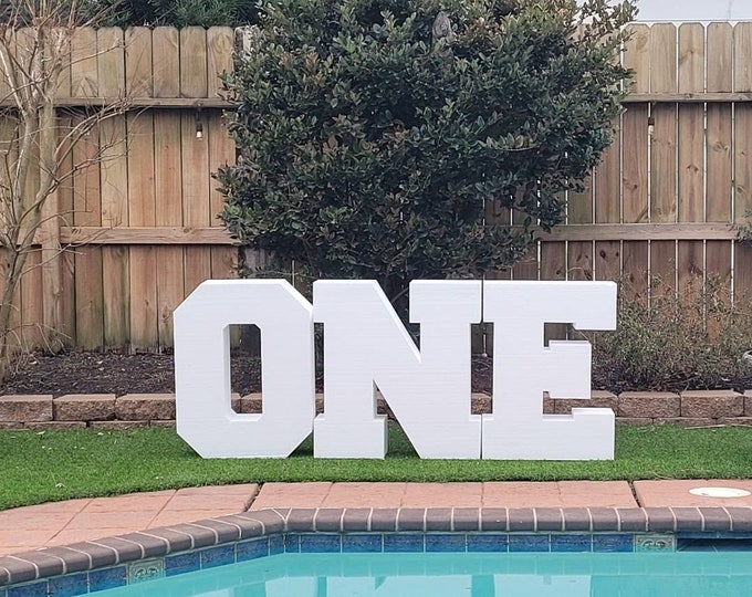 Giant Foam Letters for ONE, All 3 Letters Included for One.  8in Thick Custom Table Base For Birthday Party, Party Prop and more