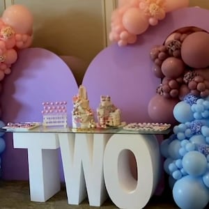 Foam Number Table Sign: &quot;Two&quot; Birthday Party Decor