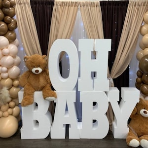 OH BABY foam letters, free shipping, all 6 letters included in the price, perfect for baby showers, gender revealing party, and more