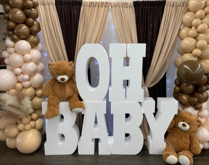 OH BABY foam letters, free shipping, all 6 letters included in the price, perfect for baby showers, gender revealing party, and more