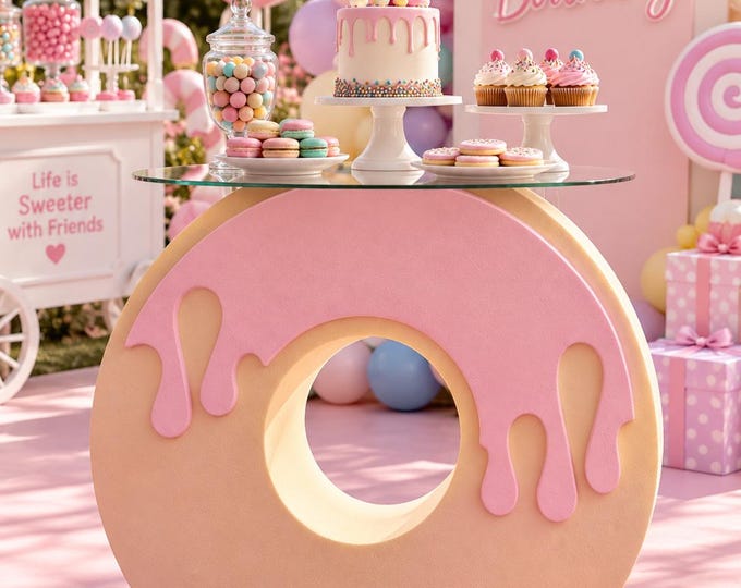 Giant Foam Donut Table Base: Freestanding Party Prop (30in)