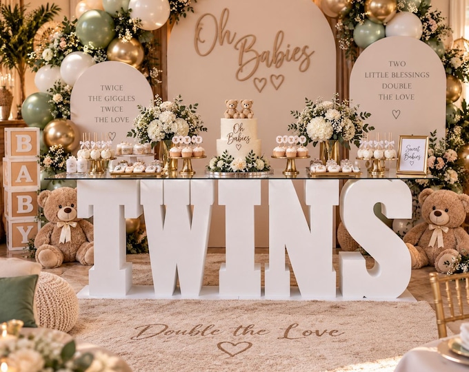 Foam TWINS Letters: Gender Reveal, Baby Shower Decor
