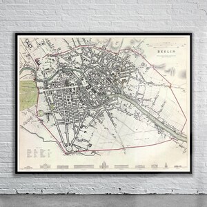 Vintage antieke kaart van Berlijn 1833 | Oude kaartafdruk | Vintage muurkunst | Ideeën voor interieurontwerp | Huiscadeau