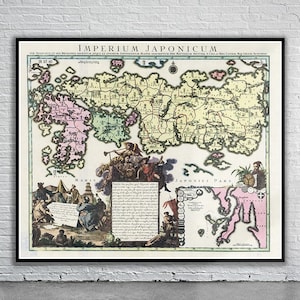 Vintage Antike Karte von Japan 1740 | Alte Landkarte | Vintage Wand Kunst | Interior Design-Ideen | Haus Geschenk