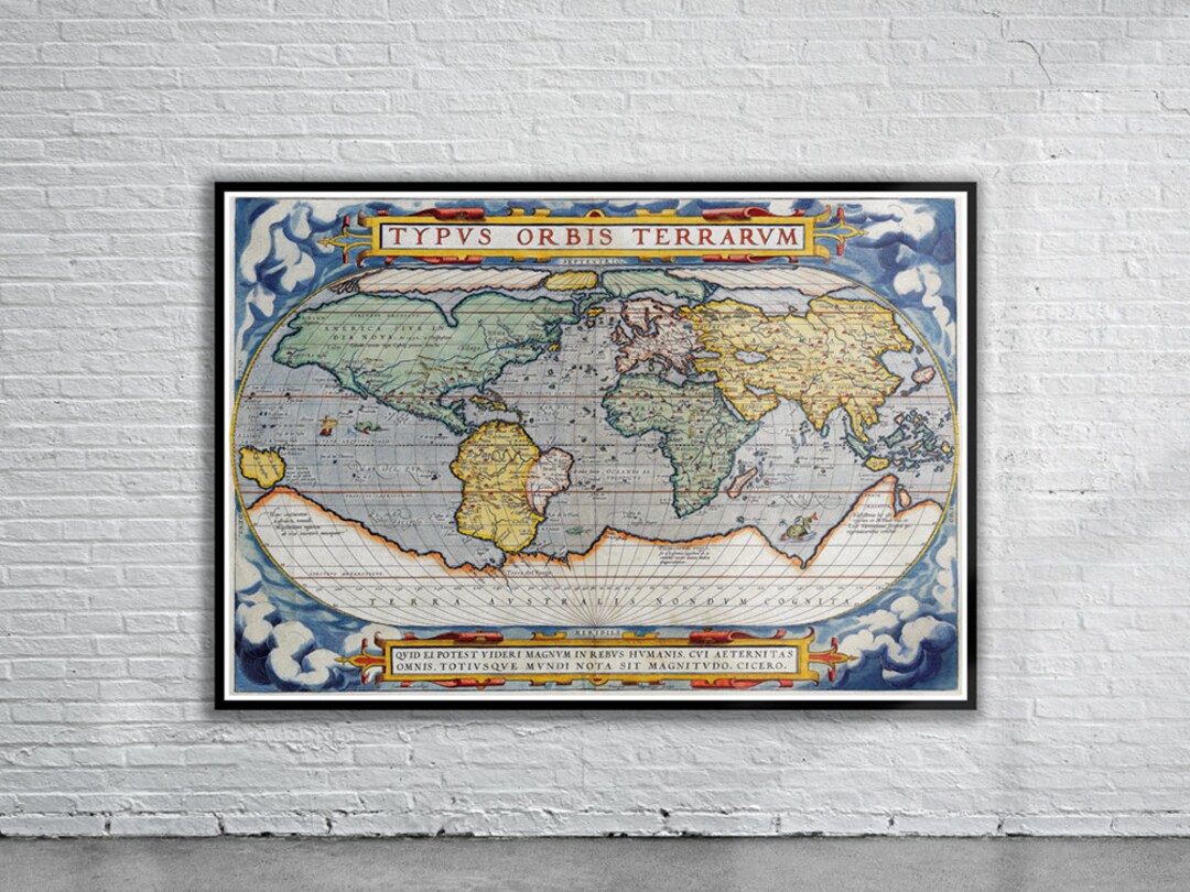 Vintage Map Poster, Ortelius Old World - 1570 Atlas Print