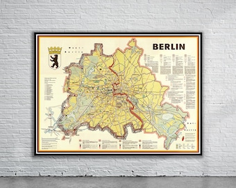 Vintage City Map Poster: Berlin Wall 1962, Historic Divided City | Museum Matte Paper, Archival Quality | Multiple Sizes