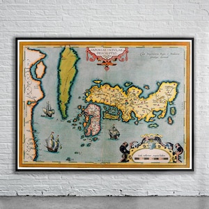 Belle carte vintage du Japon 1595 | Impression de carte ancienne | art mural vintage | Idées de design d'intérieur