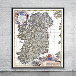 Beautiful Vintage Map of Ireland 1689 | Old Map Print | Vintage Wall Art | Interior Design Ideas