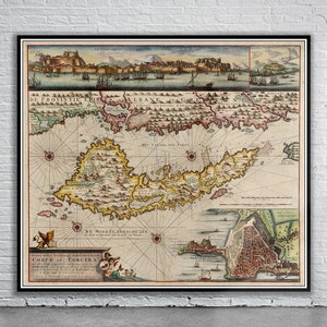 Vintage Antique Map of Corfu 1730 | Old Map Print | Vintage Wall Art | Interior Design Ideas | House Gift