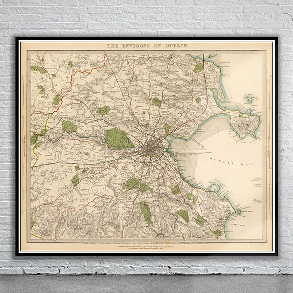 Beautiful Vintage Map of Dublin, Ireland  1837 | Old Map Print | Vintage Wall Art | Interior Design Ideas