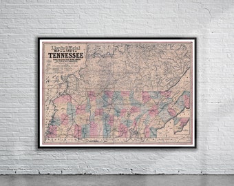 Beautiful Vintage Map of Tennessee 1862 | Old Map Print | Vintage Wall Art | Interior Design Ideas