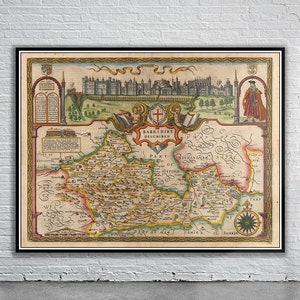 Belle carte vintage du Barkshire, Angleterre | Impression de carte ancienne | art mural vintage | Idées de design d'intérieur