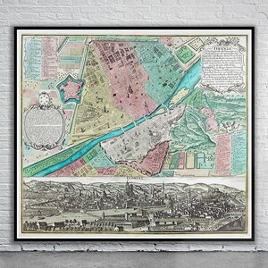 Vintage Antique Map of Florence 1740 | Old Map Print | Vintage Wall Art | Interior Design Ideas | House Gift