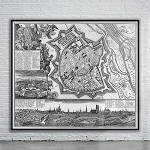 Vintage Antique Map of Munich 1740 | Old Map Print | Vintage Wall Art | Interior Design Ideas | House Gift