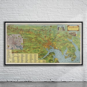 Belle carte ferroviaire vintage de Baltimore 1910 | Ancienne carte imprimée | art mural vintage | Idées de design d'intérieur