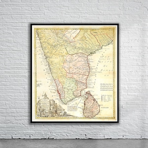 Belle carte vintage de l'Inde 1710 | Impression de carte ancienne | art mural vintage | Idées de design d'intérieur