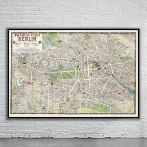 Belle carte vintage de Berlin 1906 | Ancienne carte imprimée | Art mural vintage | Idées de décoration d'intérieur