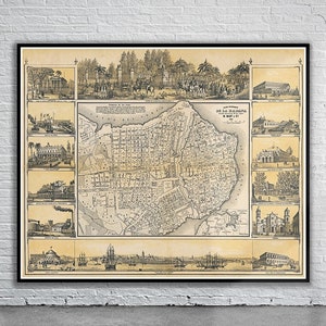 Hermoso mapa vintage de Cuba 1853 / Impresión de mapa antiguo / Arte de pared vintage / Ideas de diseño de interiores