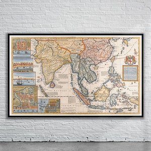 Vintage Antique Map of the East Indies | Old Map Print | Vintage Wall Art | Interior Design Ideas | House Gift