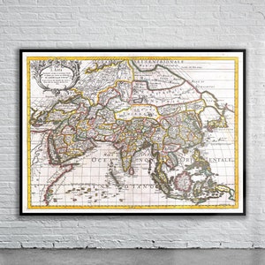 Vintage Antique Map of Asia 1687 | Old Map Print | Vintage Wall Art | Interior Design Ideas | House Gift