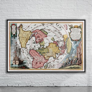 Beautiful Vintage World Map of Magellan's Voyage 1700 | Old Map Print | Vintage Wall Art | Interior Design Ideas