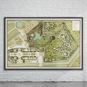 Prachtige vintage plattegrond van Versailles 1700 | Oude kaartafdruk | Vintage muurkunst | Ideeën voor interieurontwerp