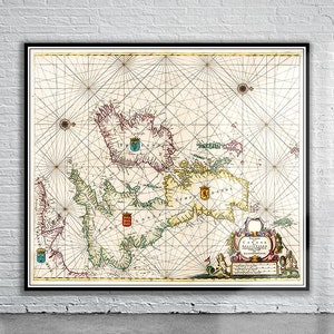 Schöne Vintage Seekarte der Britischen Inseln 1669 | Alte Landkarte Druck | Vintage Wandkunst | Interior Design Ideen