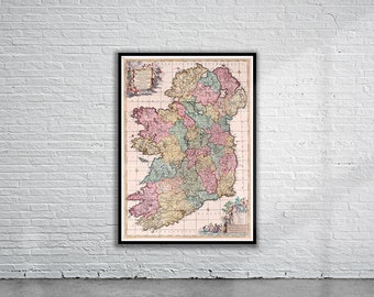 Beautiful Vintage Map of Ireland 1662 | Old Map Print | Vintage Wall Art | Interior Design Ideas
