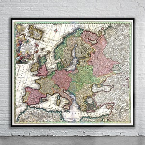 Vintage Antique Map of Europe 1730 | Old Map Print | Vintage Wall Art | Interior Design Ideas | House Gift