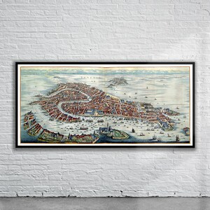 Belle carte vintage de Venise 1724 | Impression de carte ancienne | art mural vintage | Idées de design d'intérieur