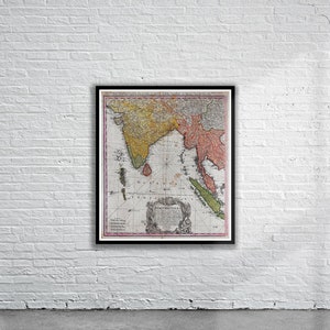 Vintage Antike Karte von Indien 1748 | Alte Landkarte | Vintage Wand Kunst | Interior Design-Ideen | Haus Geschenk