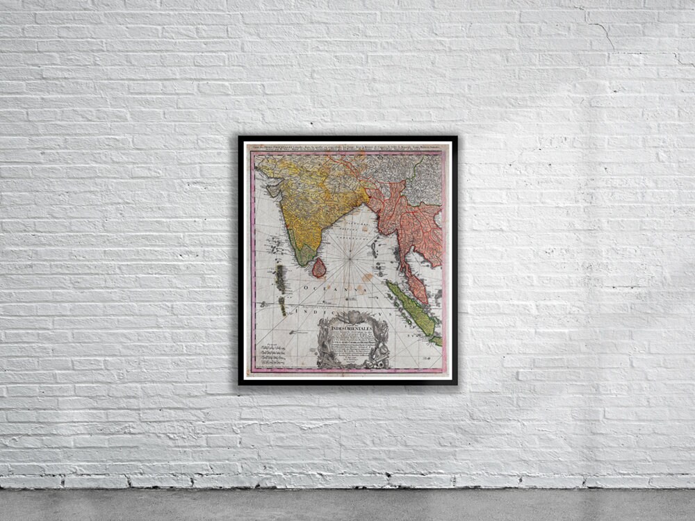 Vintage Antique Map of India 1748 | Old Map Print | Vintage Wall Art | Interior Design Ideas | House Gift