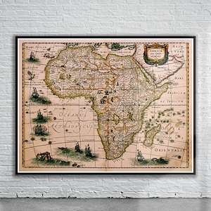Vintage Antique Map of Africa 1631 | Old Map Print | Vintage Wall Art | Interior Design Ideas | House Gift