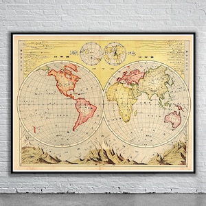 Schöne Vintage japanische Weltkarte 1906 | Alte Landkarte | Vintage Wand Kunst | Ideen für die Inneneinrichtung